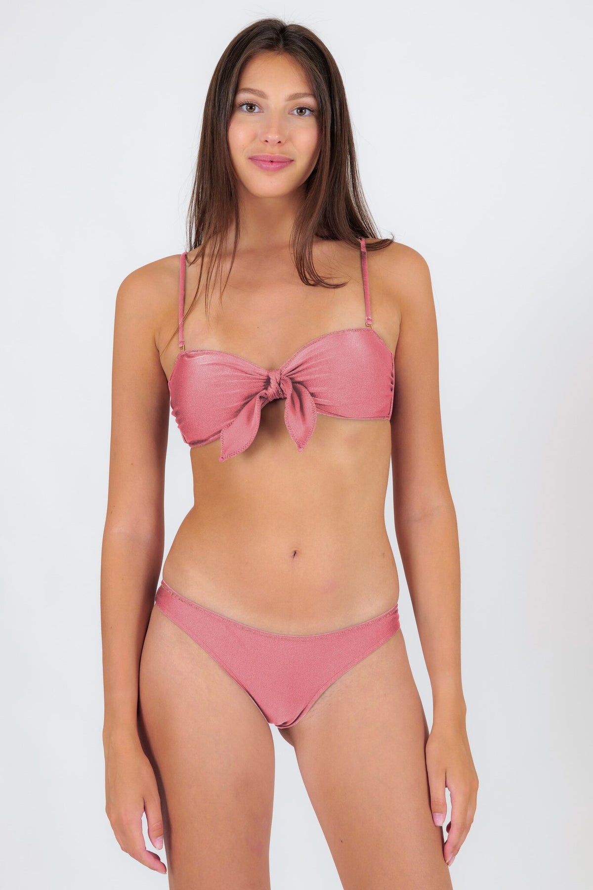 Model Front: Rio De Sol Bikini Tops Top Shimmer-Confetti Bandeau-Knot
