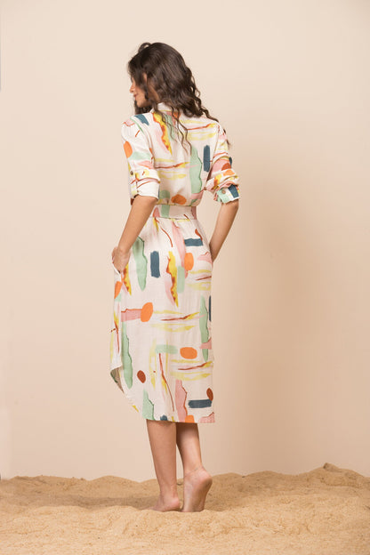 Model Back: La Playa Shirtdress Chemse Alongada Paleta