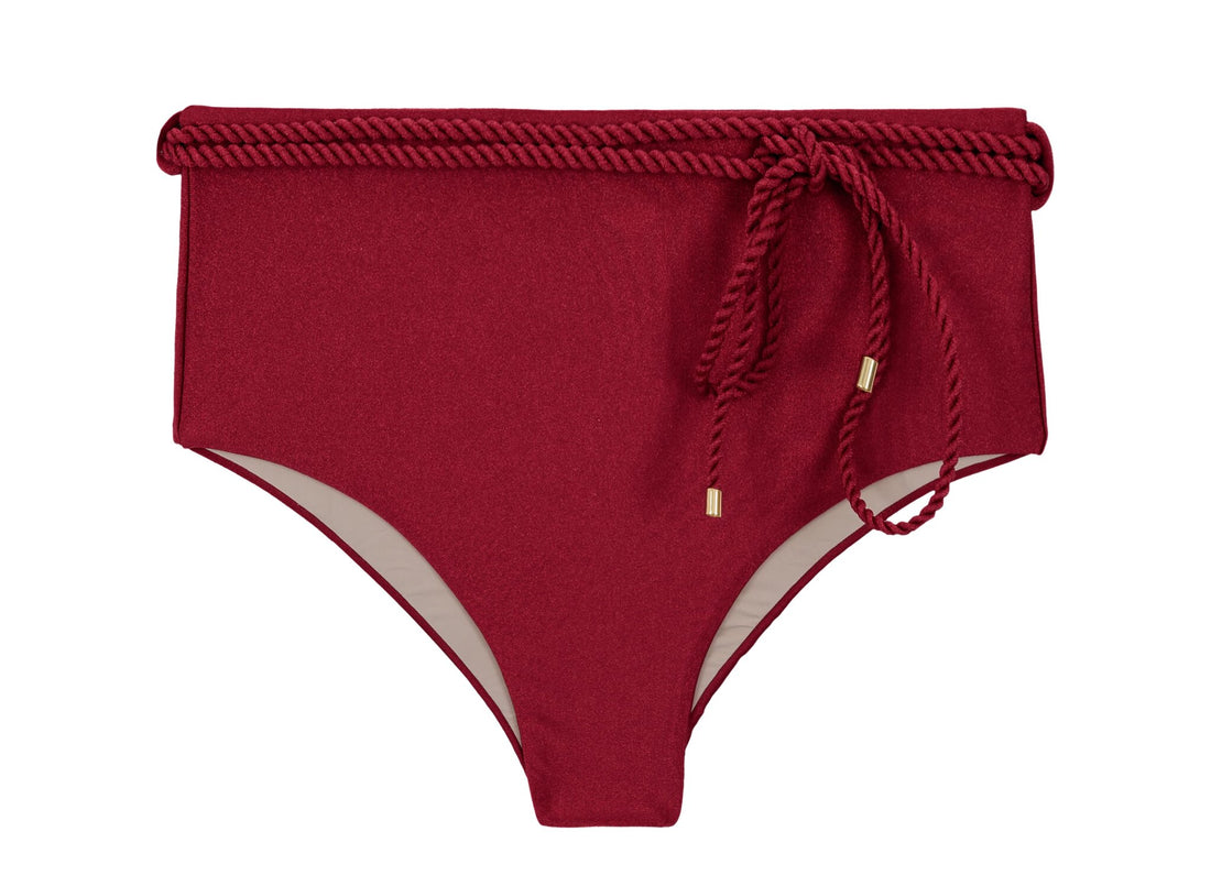 Product Front: Rio De Sol Bikini Bottoms Bottom Shimmer-Divino Belted-High-Waist