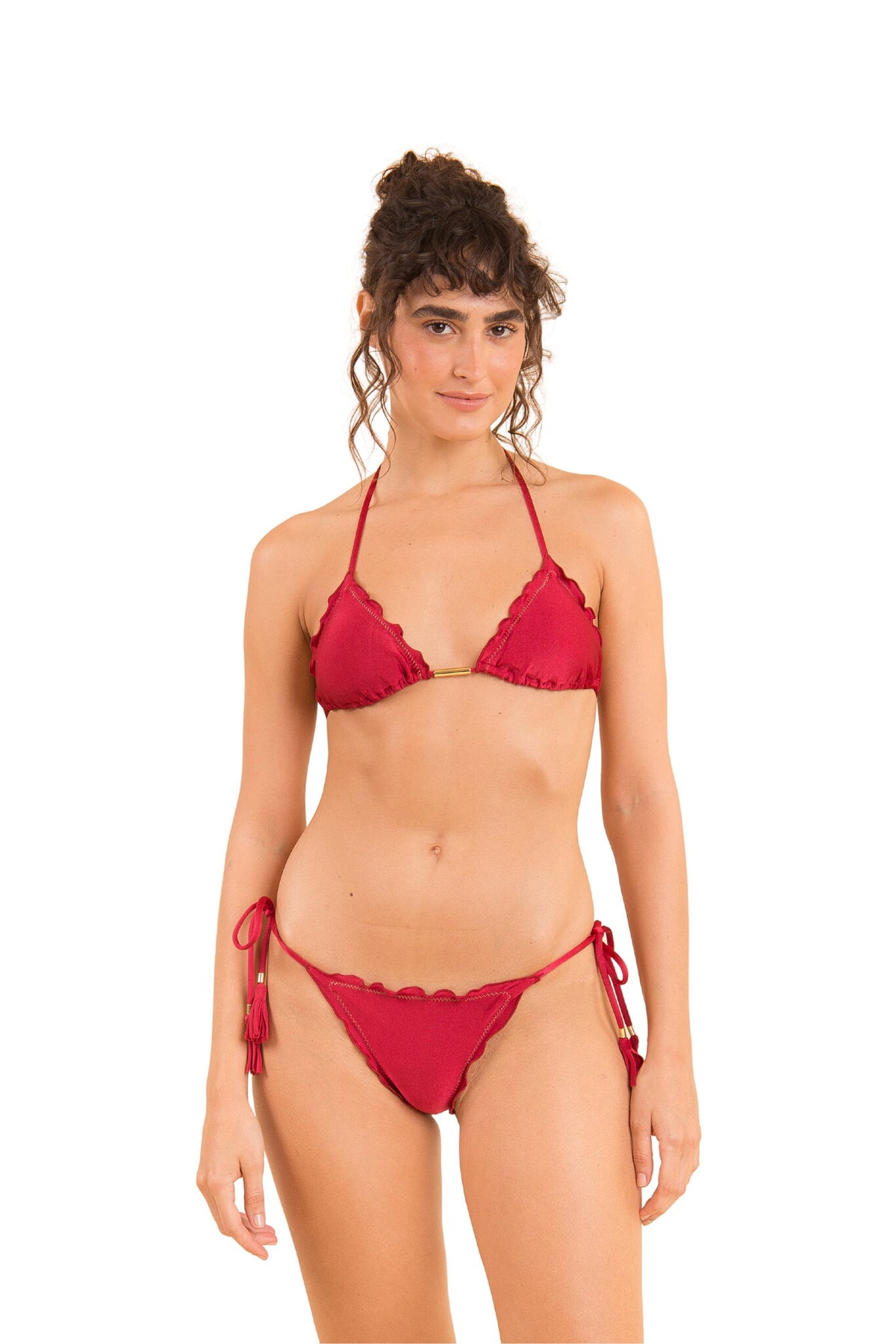 Model Front: Rio De Sol Bikini Bottoms Bottom Shimmer-Divino Frufru