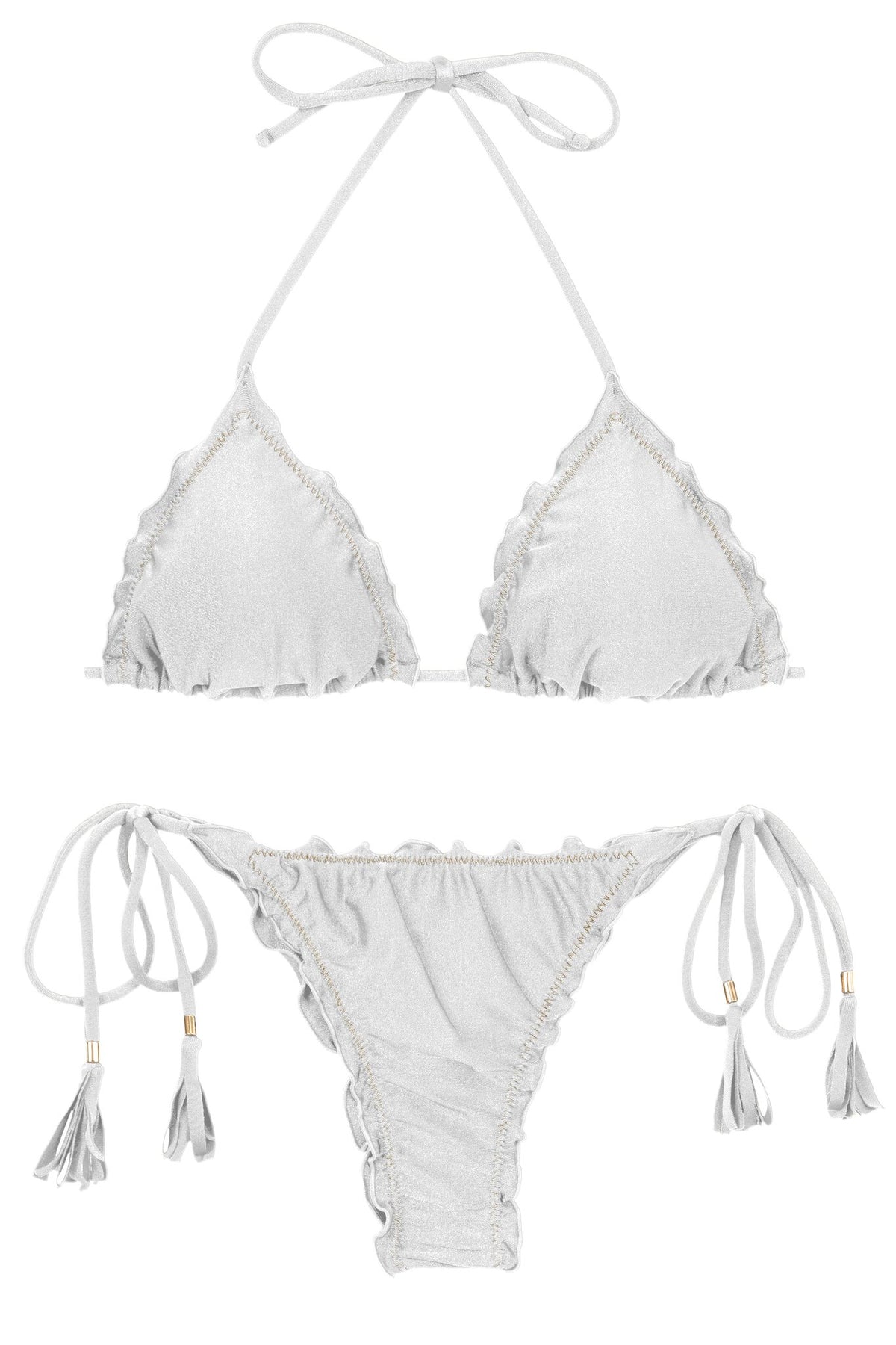 Product Front: Rio De Sol Two Piece Swimwear Set Shimmer-White Frufru-Fio