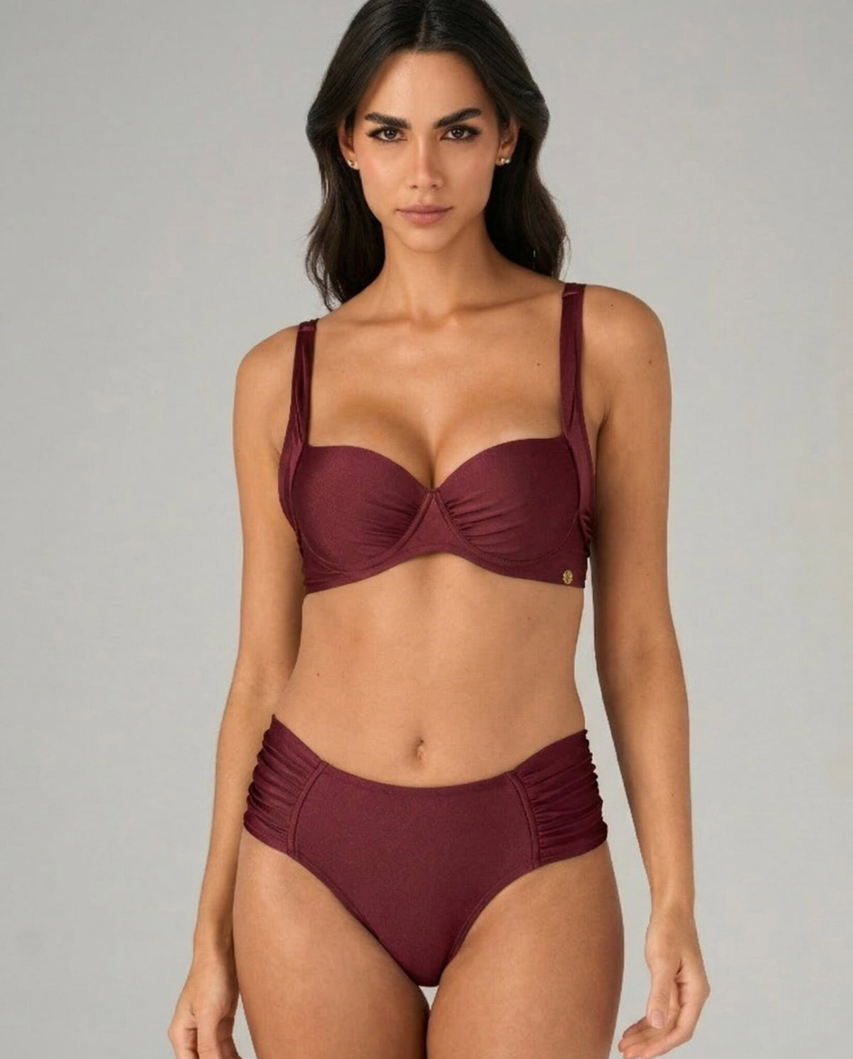Model Front: Lua Morena Bikini Bottoms Bottom Acai Drapeada