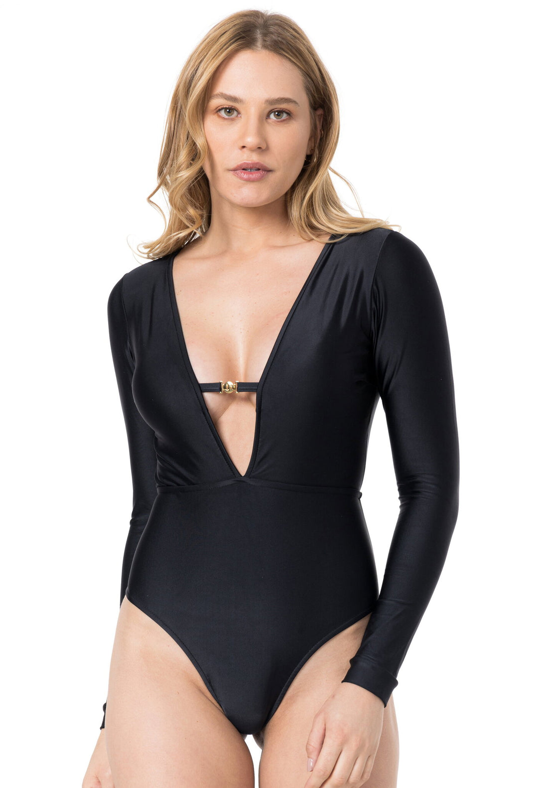 Gallery: Lua Morena One Piece Swimsuits Maio Manga Longa Fio Liso Preto