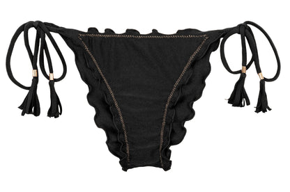 Product Front: Rio De Sol Bikini Bottoms Bottom Shimmer-Black Frufru