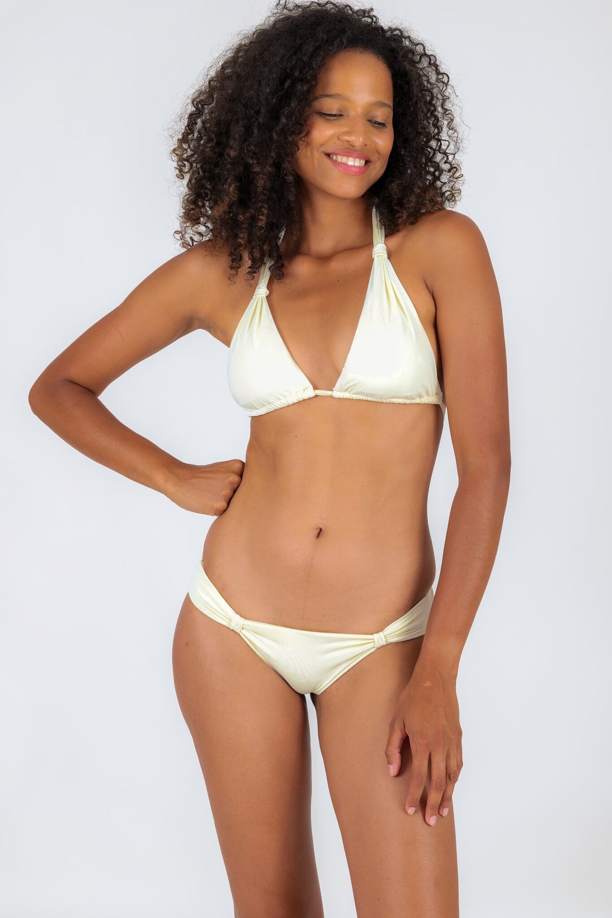 Model Front: Rio De Sol Two Piece Swimwear Set Off-White Mel