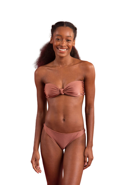 Model Front: Rio De Sol Bikini Tops Top Shimmer-Copper Bandeau-Joy