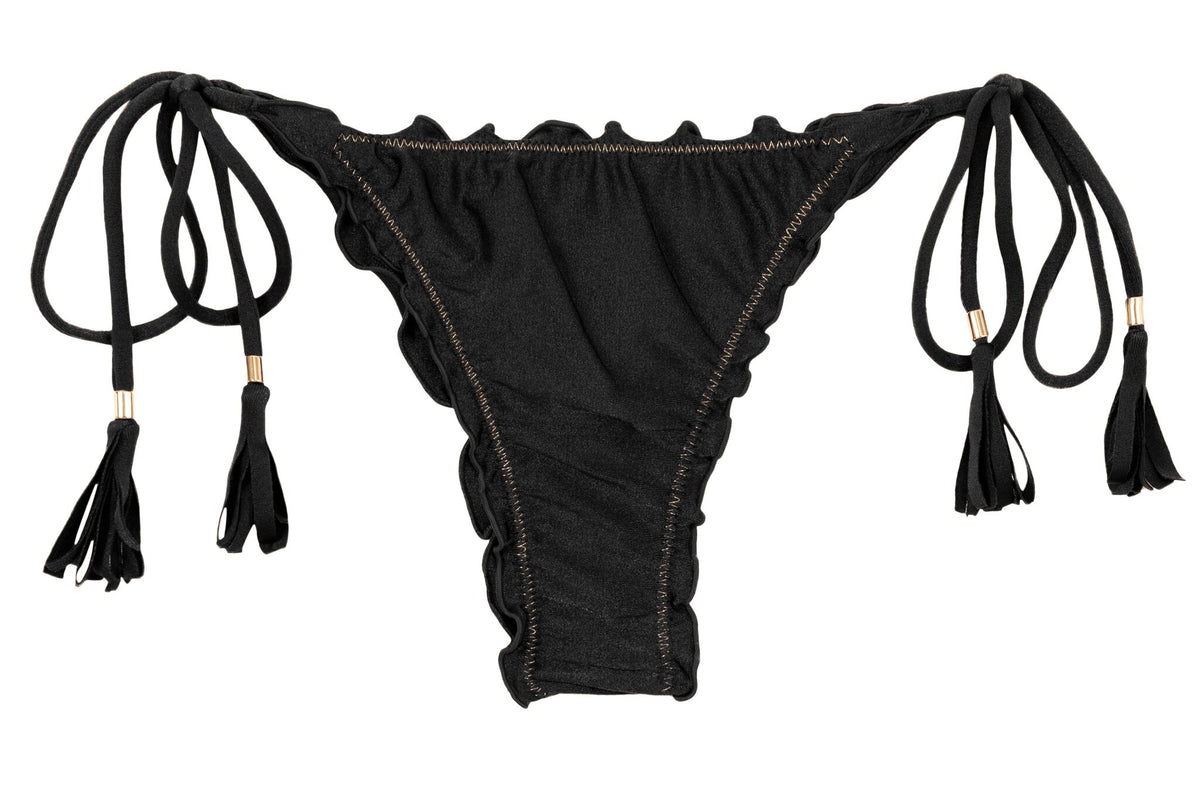 Product Front: Rio De Sol Bikini Bottoms Bottom Shimmer-Black Frufru-Fio