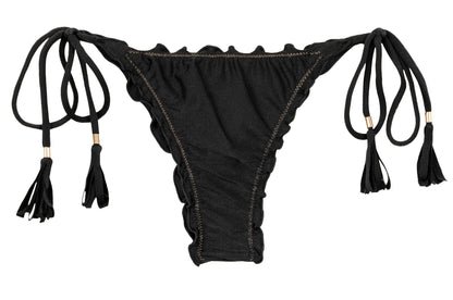 Product Front: Rio De Sol Bikini Bottoms Bottom Shimmer-Black Frufru-Fio