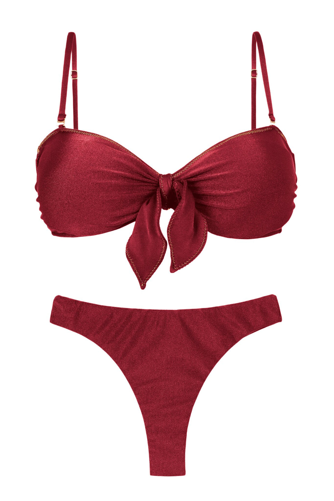 Product Front: Rio De Sol Two Piece Swimwear Set Shimmer-Divino Bandeau-Knot Nice-Fio