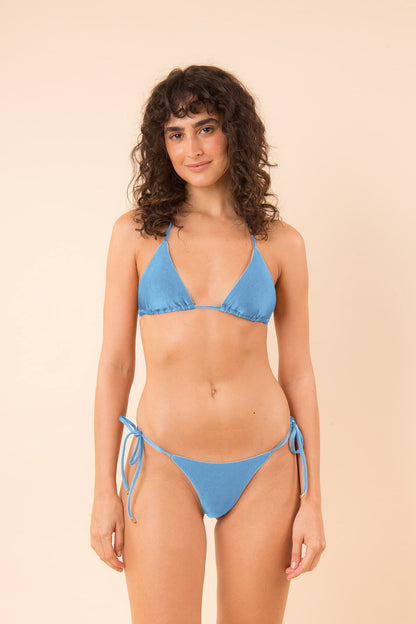 Model Front: Rio De Sol Bikini Bottoms Bottom Shimmer-Baltic-Sea Cheeky-Tie
