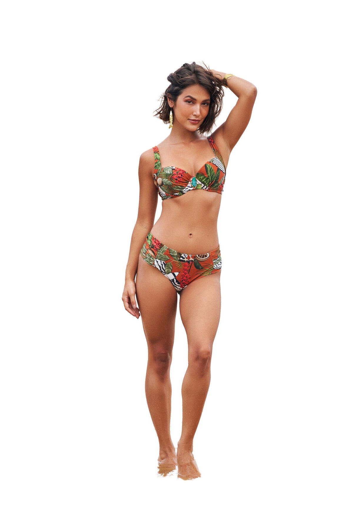 Model Front: Lua Morena Bikini Bottoms Bottom Drapeada Larga Harpia Cobre