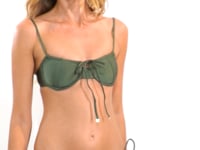 Video: Rio De Sol Two Piece Swimwear Set Shimmer-Croco Balconet-Tie Cheeky-Tie-Gold